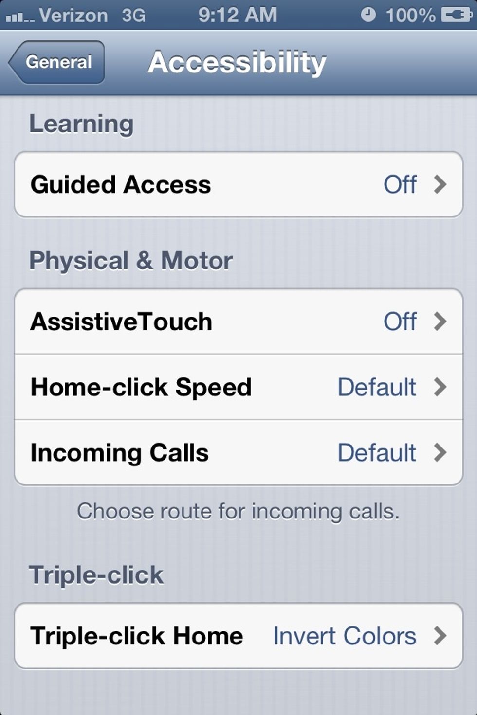 You can also set it to when you triple-click the home button it turns to invert colors by clicking the triple-click button which is also under accessibility.