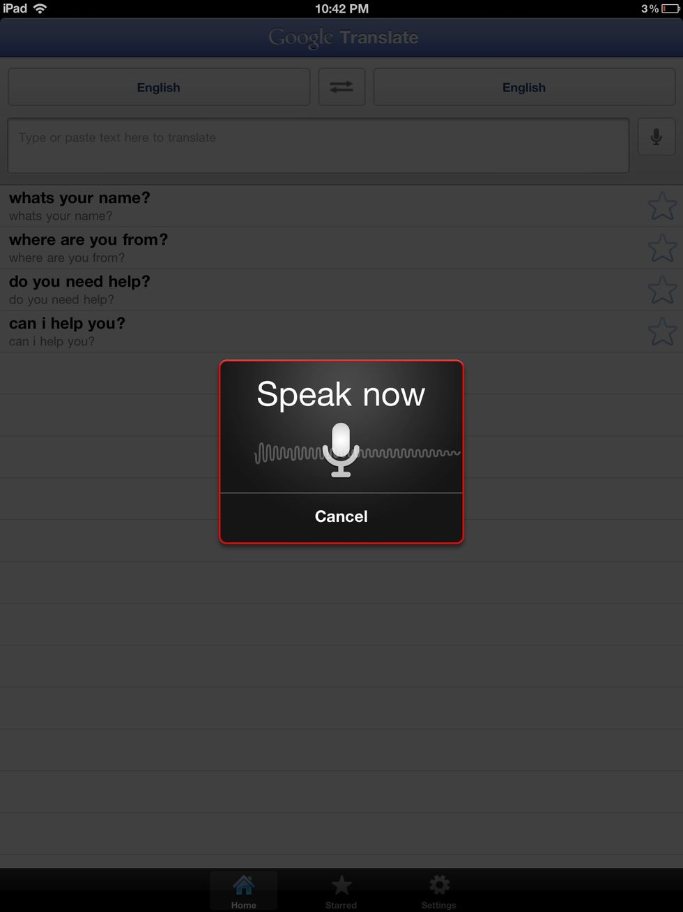 You can also tap the microphone below to speak what you want to say