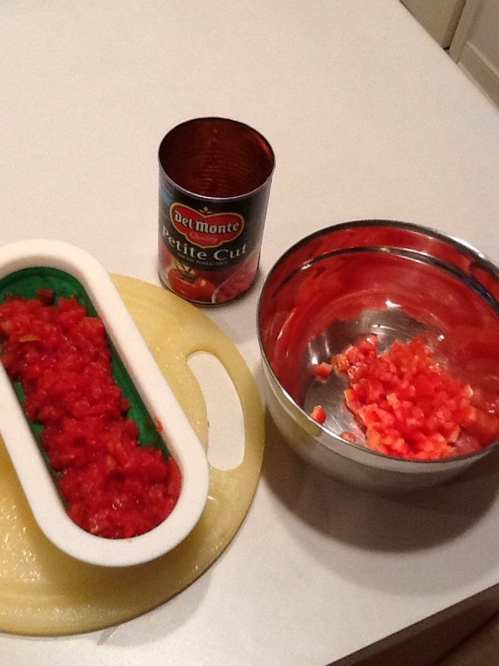 You can also use canned diced tomatoes, just make sure you drain the juice really well.