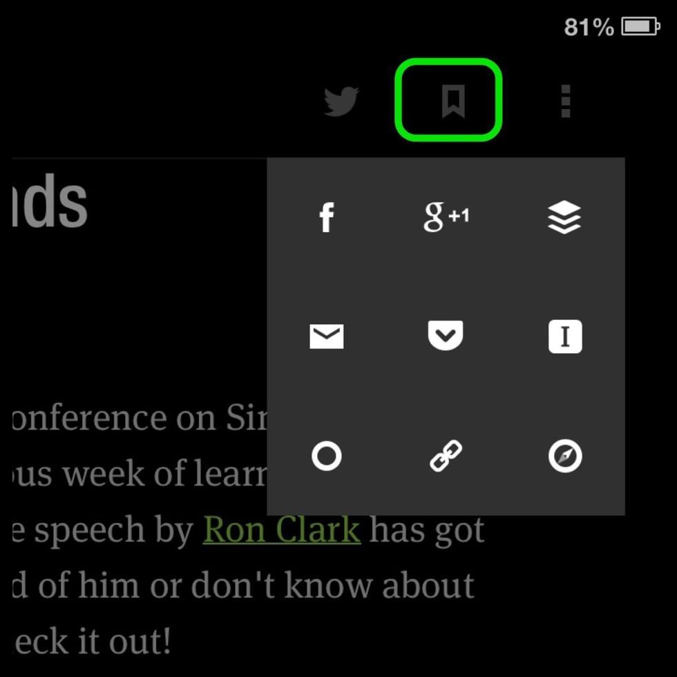 You can also use the bookmark  icon to mark an article as "Saved For Later". You can access these articles from the main menu in the "Saved For Later" tab.