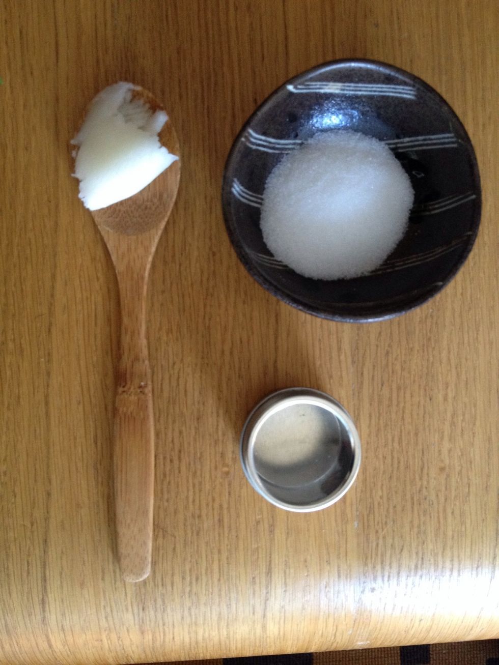 You can alter the amount of coconut oil and sugar based on the size of your container