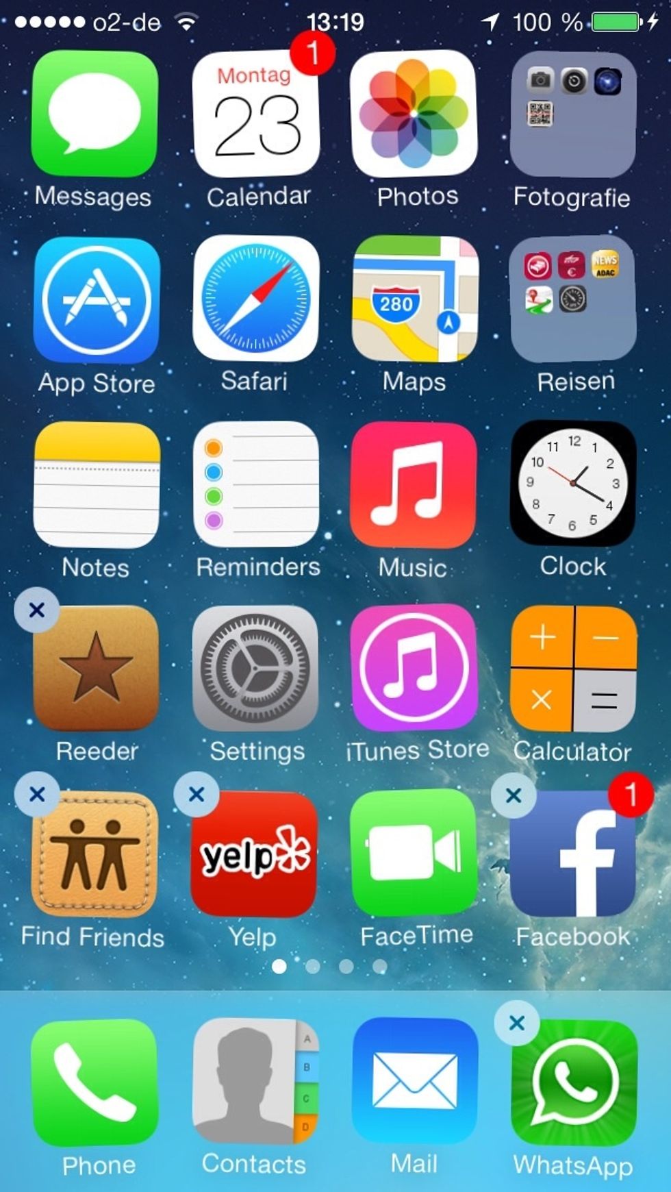 You can arrange your favorite apps. Just hold down a finger on an app until it jiggles. Then drag it to your favorite position.