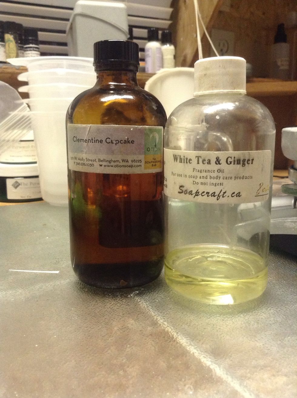 You can buy body safe fragrance oils at a number of bath & body retailers. Use one of their blends or make your own! (You can find suppliers around the world in the FAQ on my blog!)