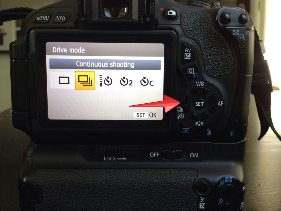 You can change the drive mode by clicking the "left arrow"