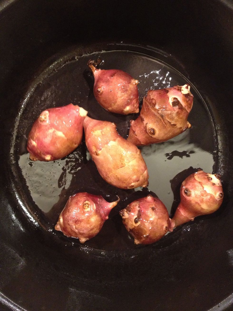 You can choose to caramelize it or not. If you are on a diet, boil them with just water and salt. Just like potatoes, you can caramelize after.