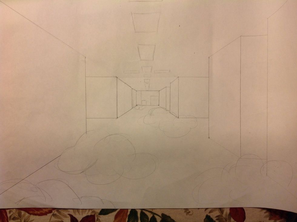 You can choose to make your hallway realistic or imaginative. I am choosing the imaginative route.