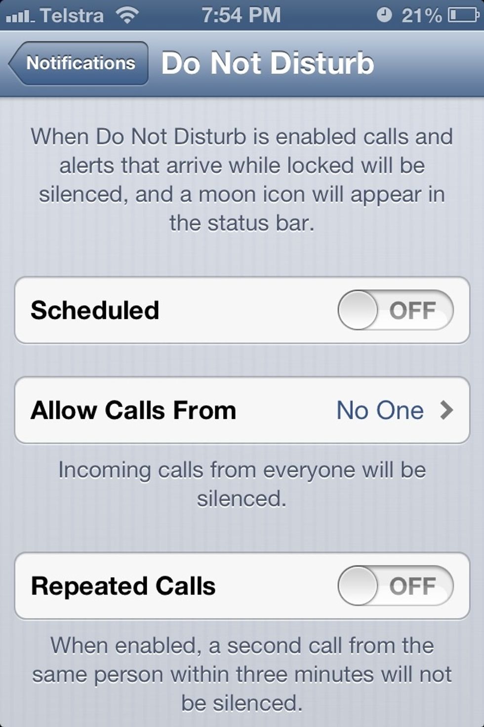 You can configure DND so that you will receive no notifications while it is enabled