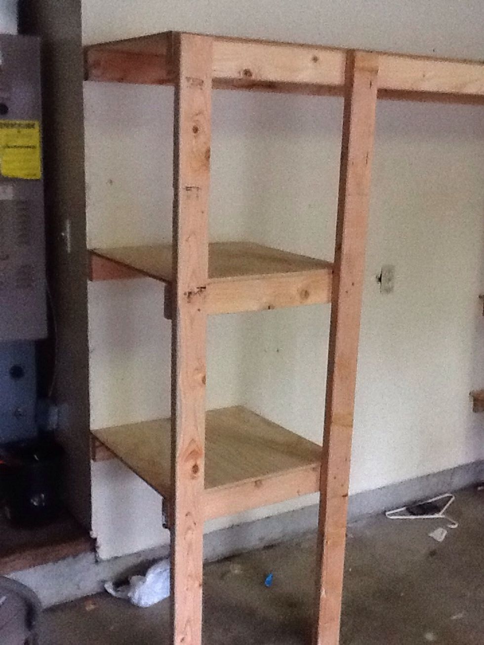 You can create as many shelves as you like. Its just a matter of wood. We created ours to use the 4x8 plywood sheets we had.