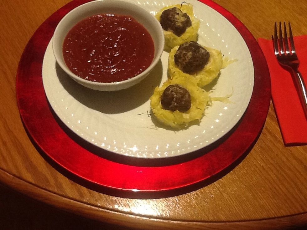 You can dip in sauce or pour it on top.