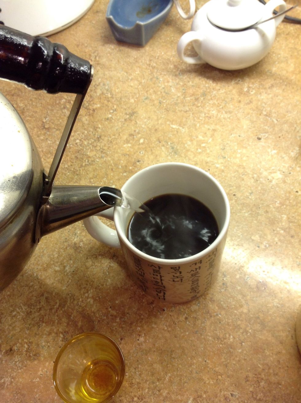 You can drink it like that, as espresso, or add the hot water to it for an Americano.