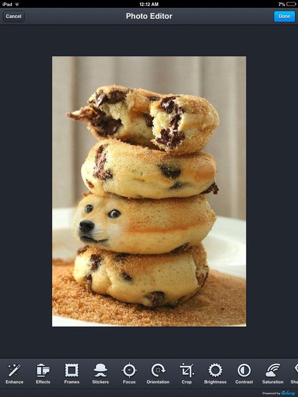 You can edit photos in the app