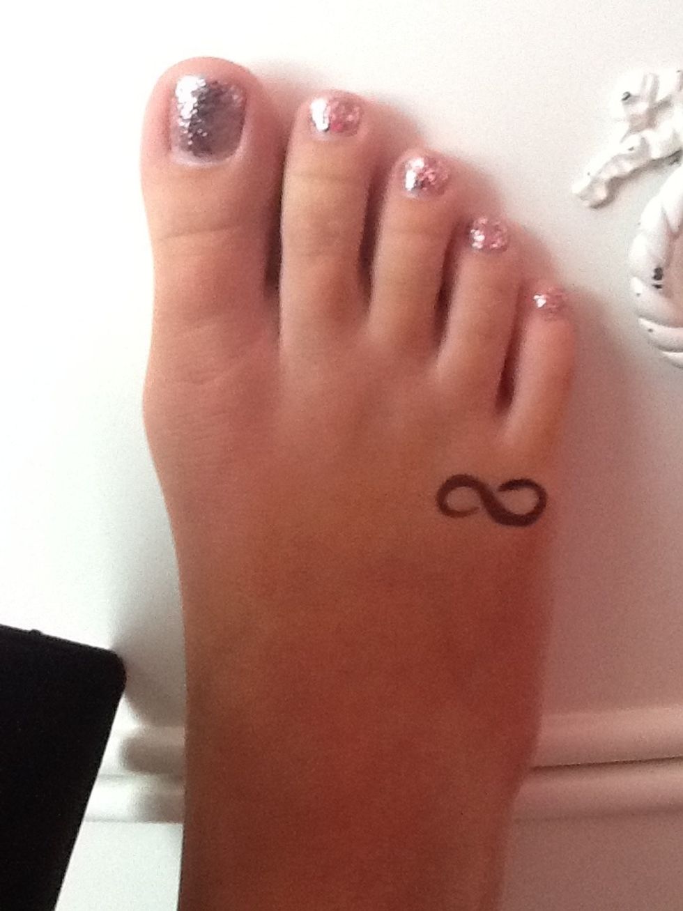 You can either do an infinity sign on your foot or on your hand