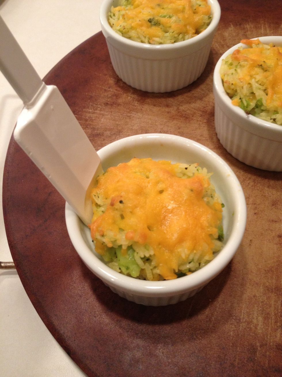 You can either serve in the cups, or remove the rice from the bowl using a rubber spatula.