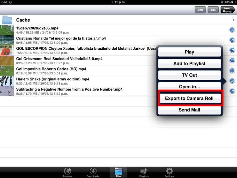 You can export it to camera roll. Just tap the little blue arrow and choose Export to Camera Roll.