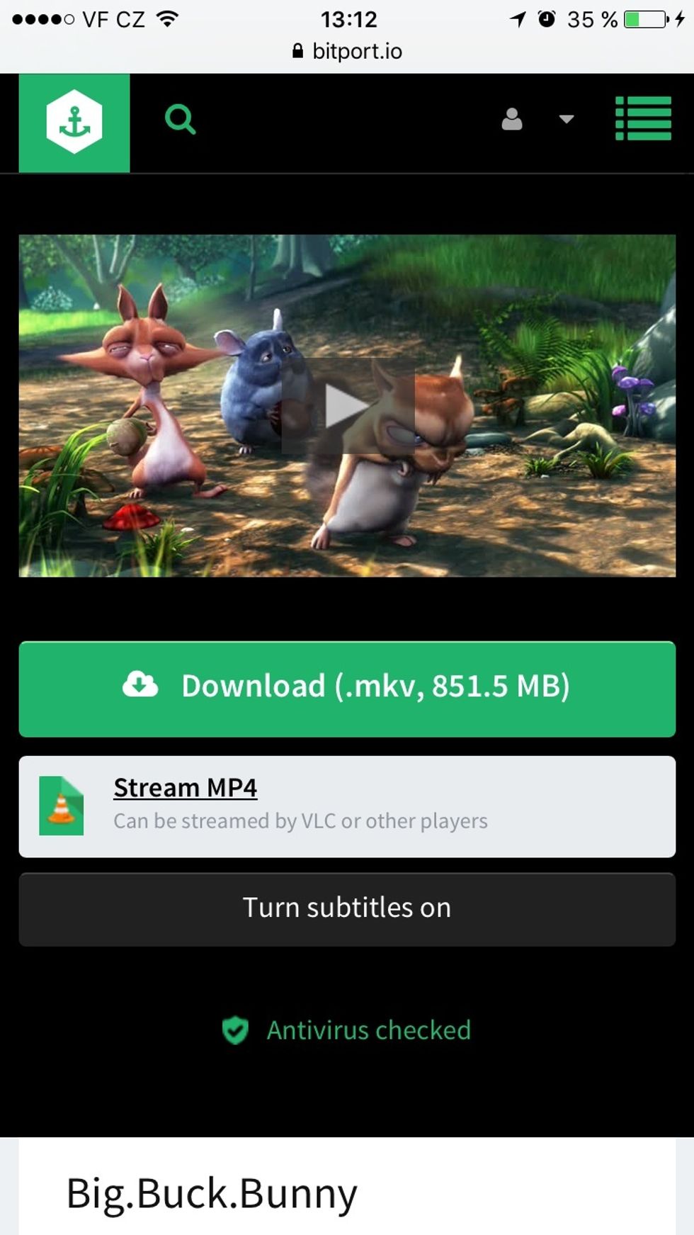 You can find all your files in My files tab. Tap the folder in it to open file detail. You can either download the torrent or stream it.