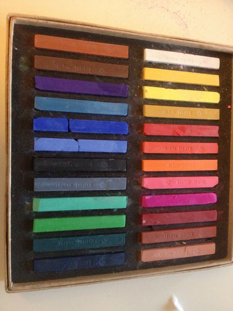 You can find cheap pastel sticks at hobby stores or use watercolor paint.