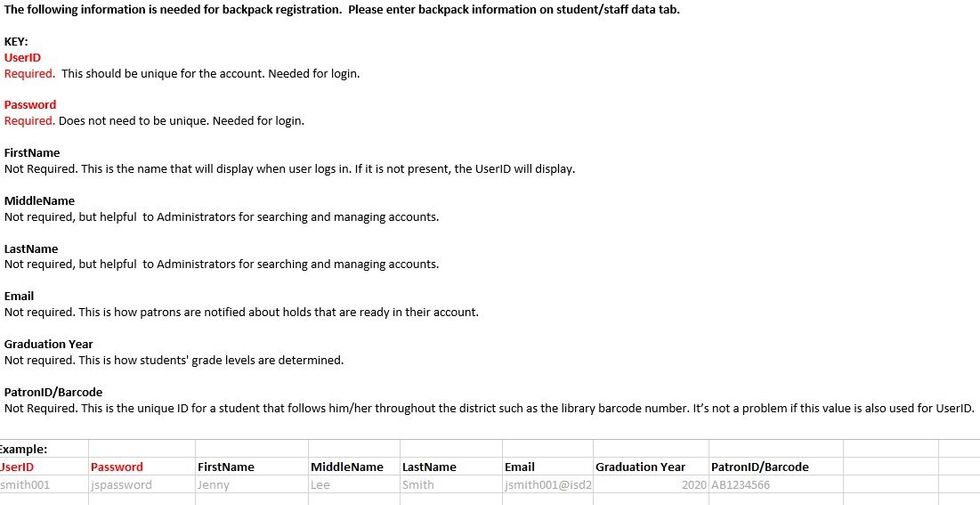 You can get the Excel spreadsheet from eSchool if you have an account or from your registrar. Make sure the data follows these specifications before uploading.