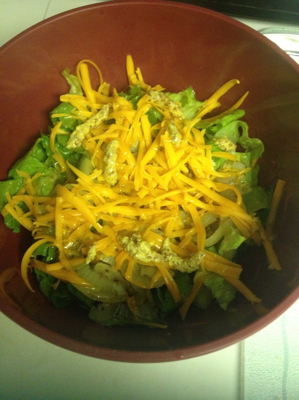 You can kind of see the honey and mustard on here. Stir it at this point.