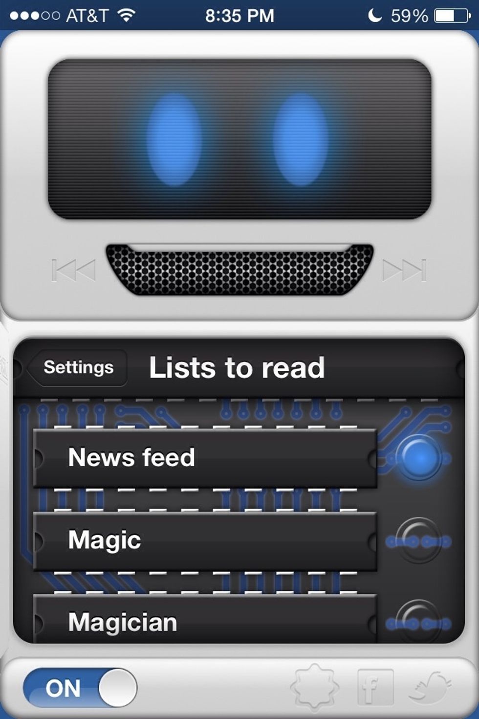You can listen to your news feed or any of your Facebook lists.