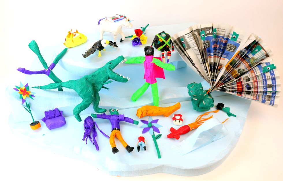 You can make figurines of different shapes and sizes. Just take some tape and newspaper, and have fun!