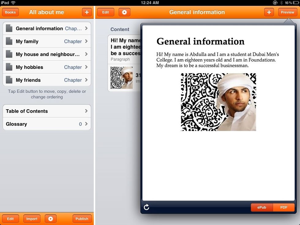 You can preview your pages any time by selecting Preview. Tap out of the preview to return to your page.