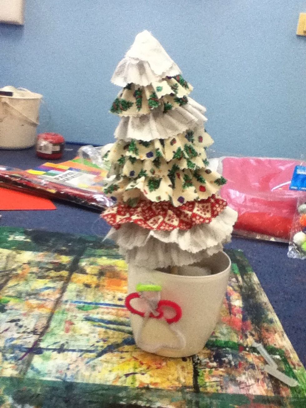 You can put the star or the angel on the top or the bottom of your pot.you have made a cool little christmas tree after.