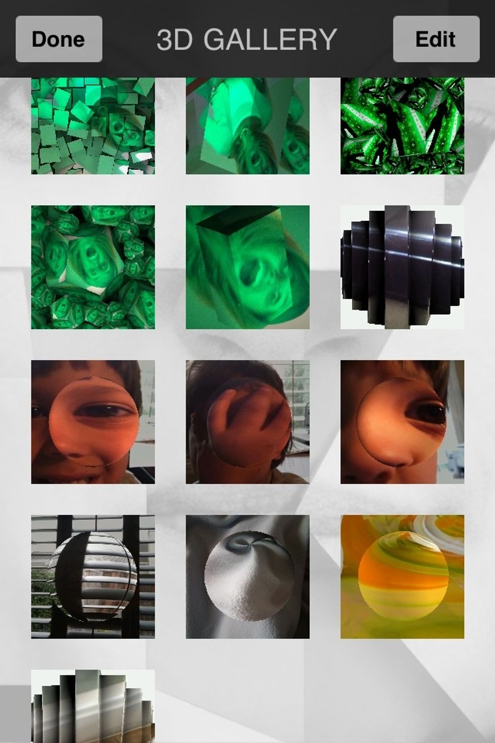 You can save your new 3-D iPhone art into a gallery within the app.