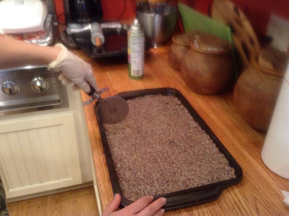 You can score break lines before baking with a knife or pizza cutter.