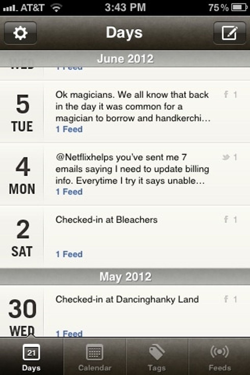 You can scroll through the entries by scrolling the main feed.