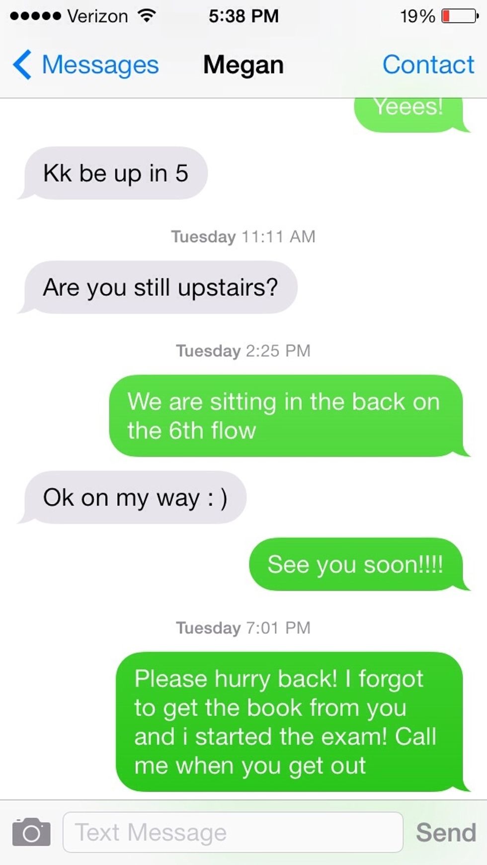 You can scroll up and down while looking at the times and messages are grouped into different days which can be seen in the middle of the screen between messages.