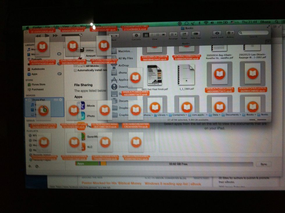 You can see folders with the extension .epub and epub books with weird numbers and extension as .epub  Don't worry. They are actually your eBooks. Open iTunes & Connect your iDevice and drag the books