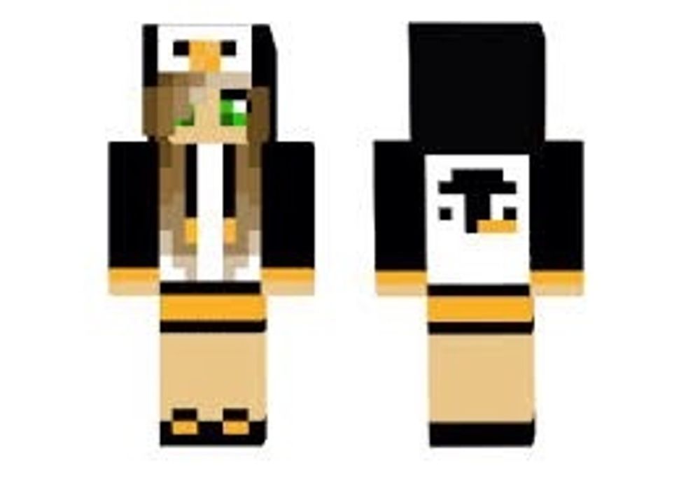 You can see the front and back of the skin. Just like this penguin girl.