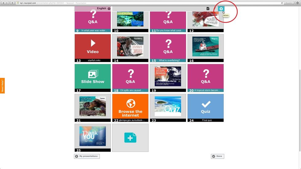 You can select the slides or interactive features that you'd like to delete from your presentation and tap on the 'Delete' button.