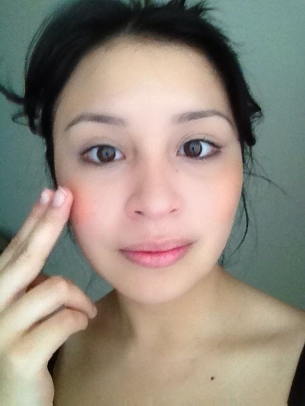 You can skip this step, but I have added some blush to warm up my face. Once again, I prefer to use my fingers instead of a brush.