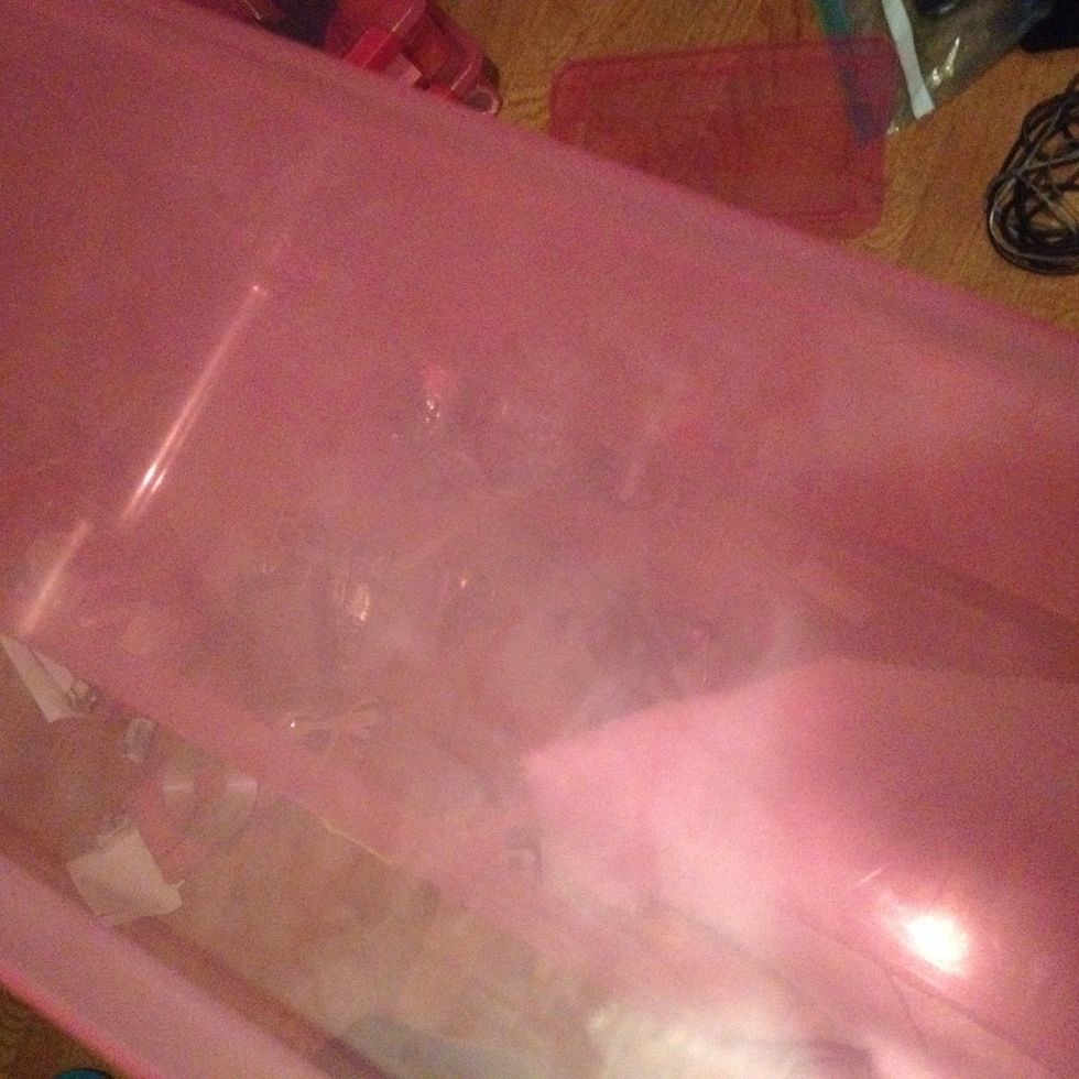 You can start off with bins you already have. In this case, they may have to be cleaned. As you can see, these pink bins were covered in finger prints.