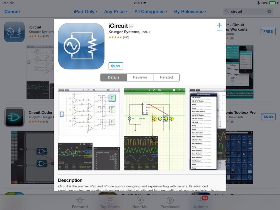 You can tinker with a digital electronics simulator right on your iPad with ICIRCUIT by Krueger Systems Inc. ($10)