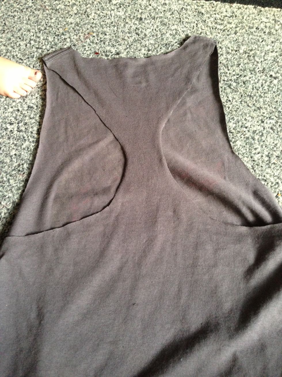 You can trace it and cut the back like this or just eyeball it. Have it match up with everything and trim excess pieces.