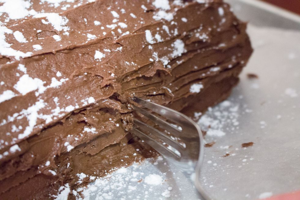 You can use a fork to create bark like texture.