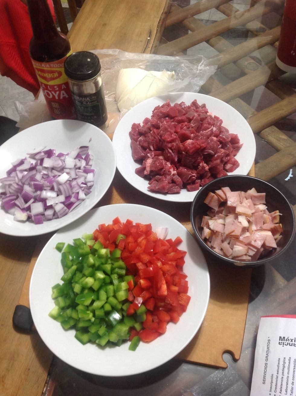 You can use any kind of cheese, that melts , I used 2 different bell peppers, to make it colorfull