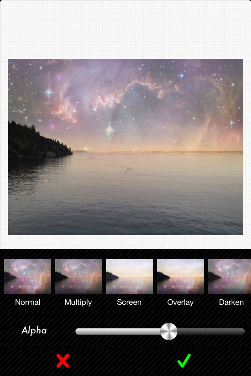 You can use 'blend mode' tool to change the strength of the effect and change different blend modes. The mode preview let you pick the mode easier.