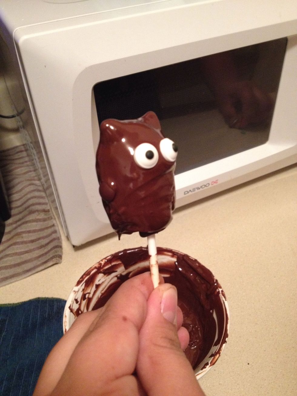 You can use edible eyes which can be found in the pastry Aisle at Walmart or you can use candy necklace pieces but they have to be white.