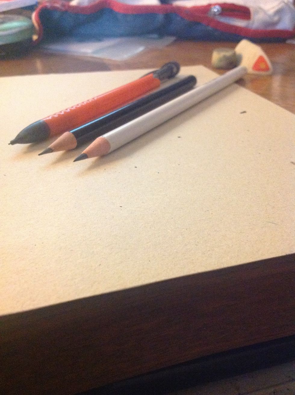 You can use one pencil with a sharp tip. I chose 3:  1. A soft graphite for the sketch.  2. A pencil N* 2 for the shadow and black parts 3. A pencil-mine, for the details.  If you use one is okay.