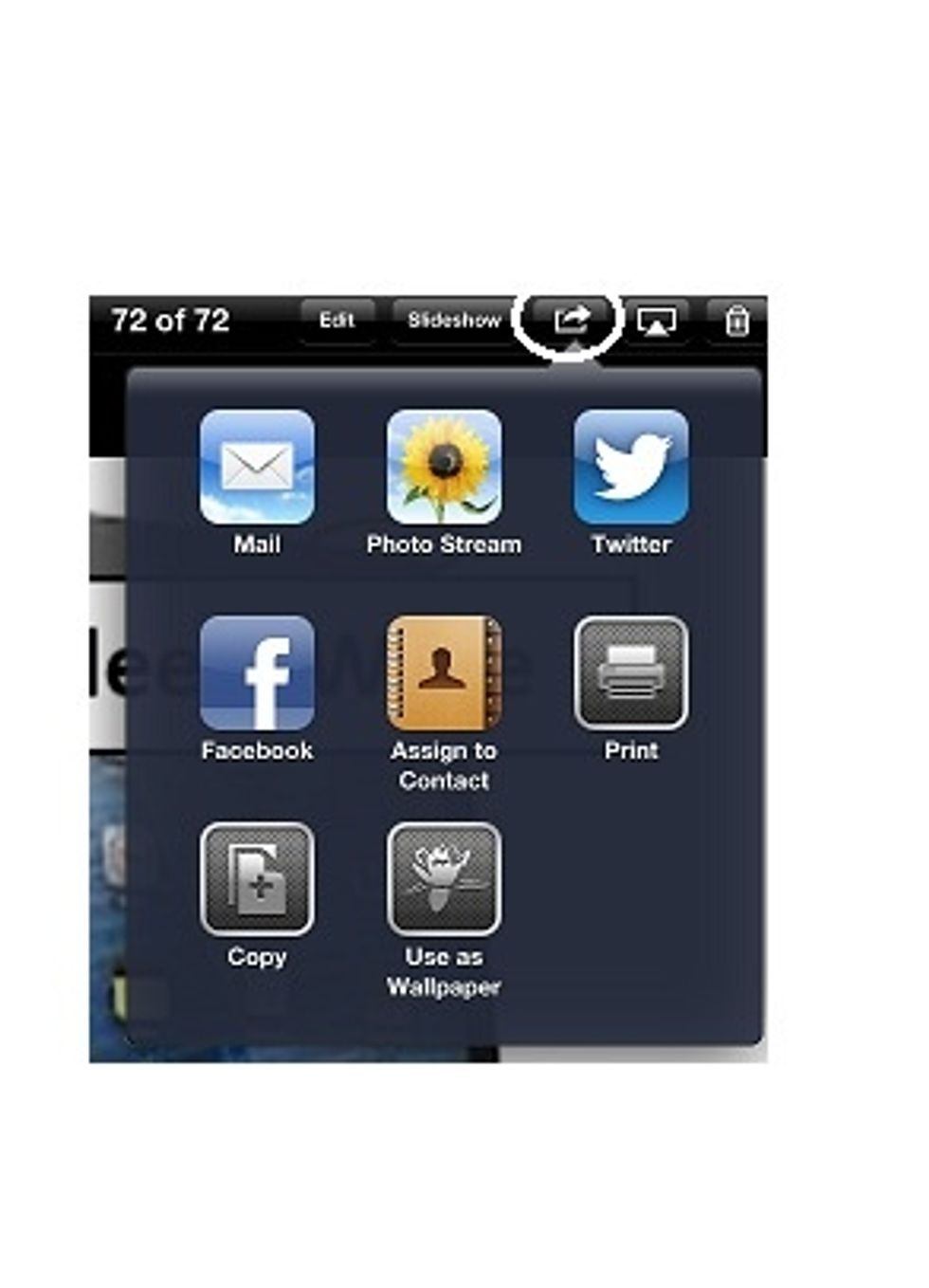 You can use the SHARE button to send the screenshot image file to yourself to use on your computer, and then put the screen shot into instruction guides for your learners.