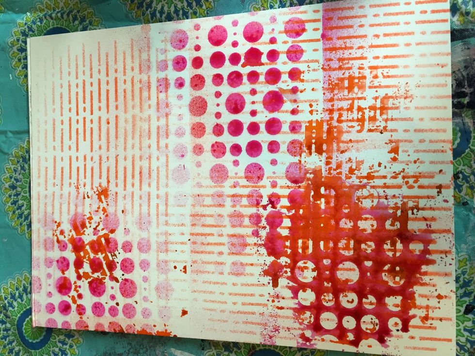 You can use wet side of stencils like a stamp to cover other areas on your page.
