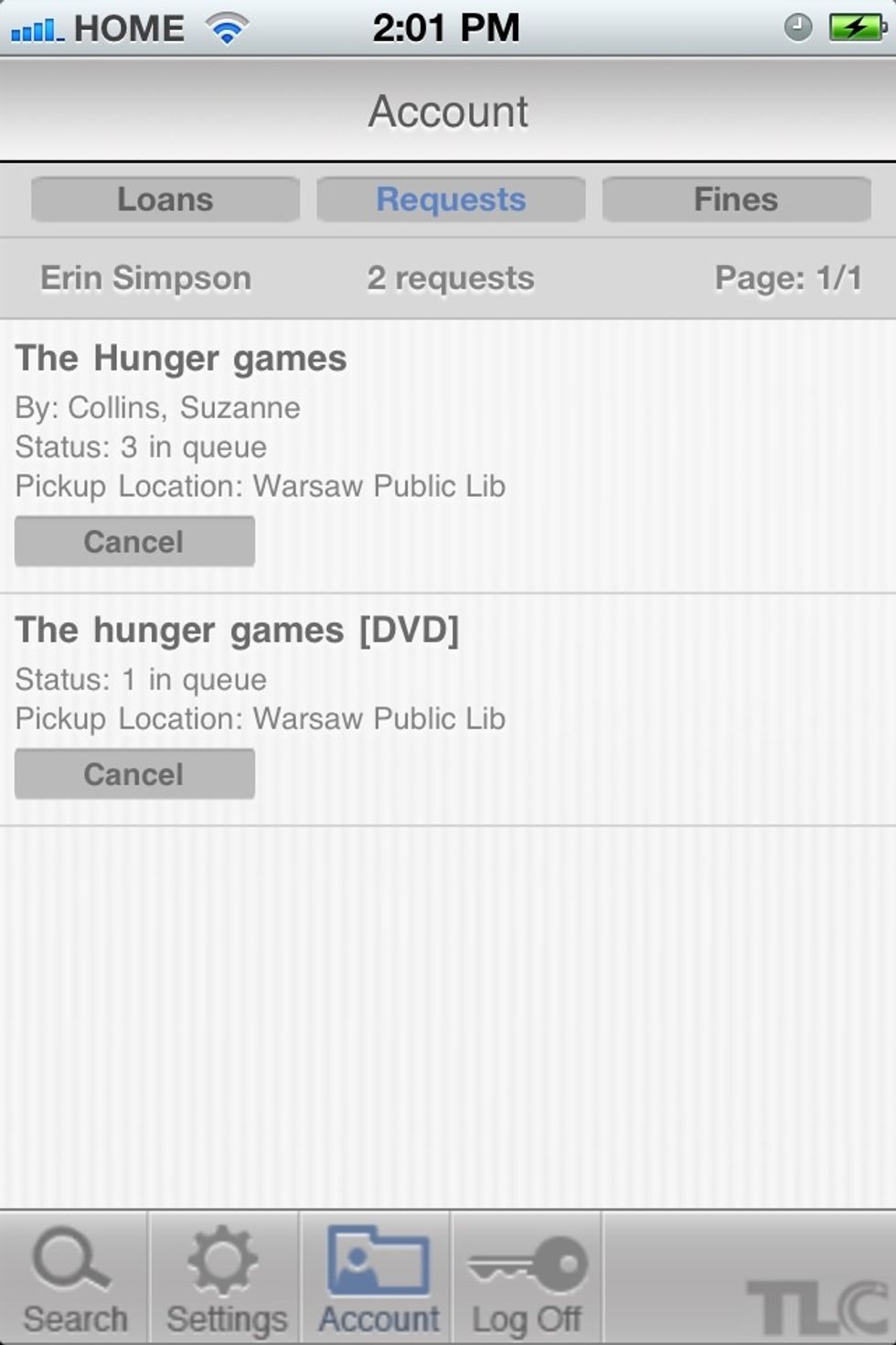 You can view and cancel requests under your account.