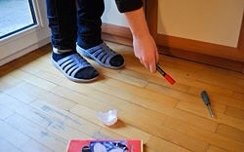 You could also play a game that I call vacuum cleaner. All you have to do is stand in a corner of the room and pick up everything that's in the "square" and put it away then move to another "square".