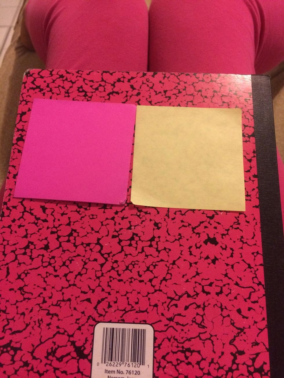 You could use a sticky note but take out the sticky part or cut out a piece of square paper like the one on the left \u2026 the one on the right is a sticky note!