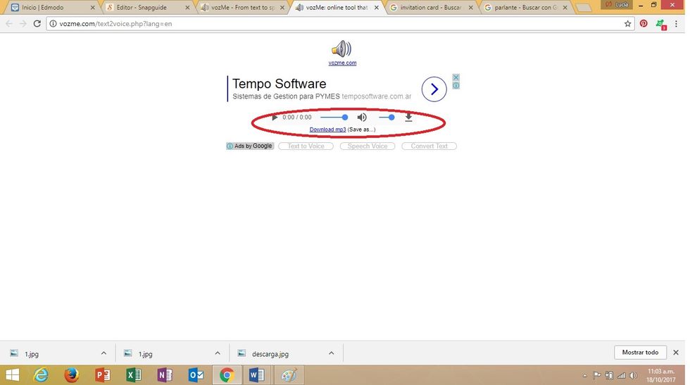 You create your audio! You can listen to it here and also you can download it! IT IS YOUR TURN NOW! GOOD LUCK!