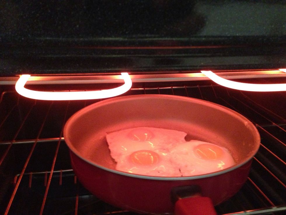 You don't even need to close the oven. Just one minute or so under the broiler is all you need