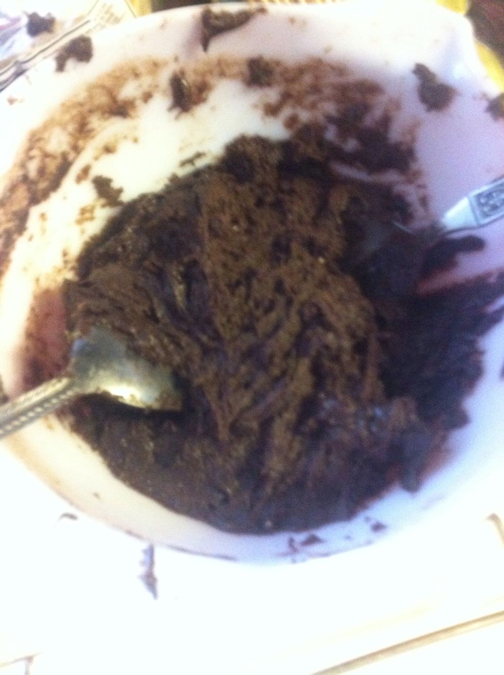 You end up with a dough mixture :) scoop onto a cookie sheet and bake for about 10 minutes. (Time may vary depending on brand and flavor!)